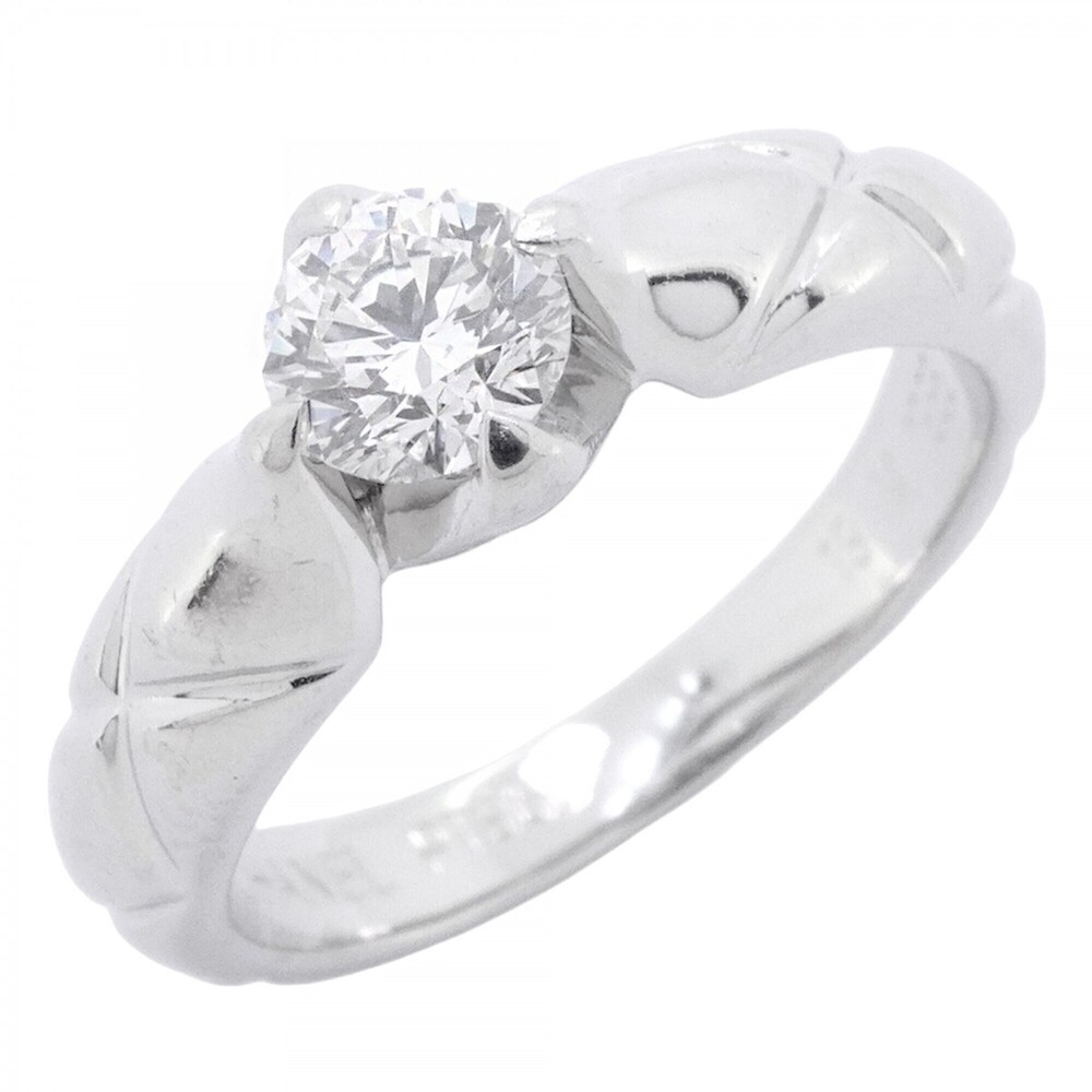 Chanel Matelass√© Ring, 1PD (Pt950) Platinum Diamond, Size 9, Women's